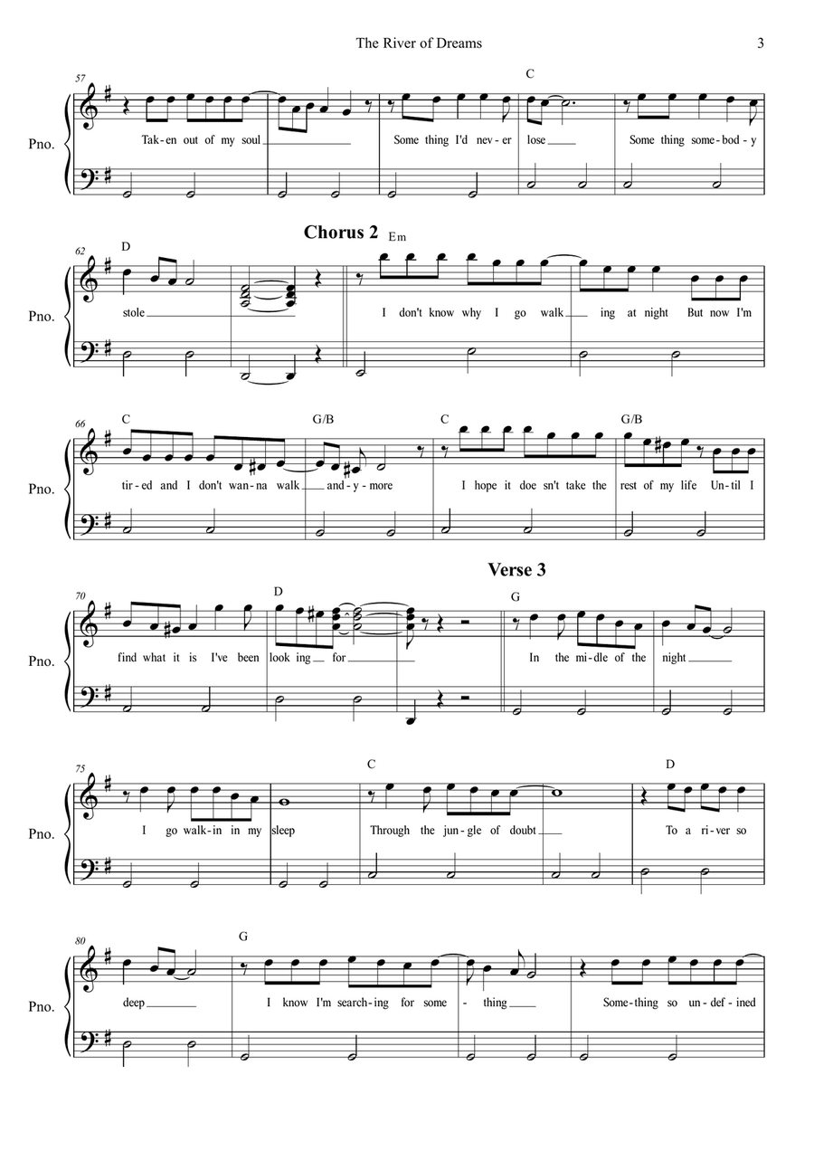 The River Of Dreams The River Of Dreams Piano, Vocal scores gallery preview page 3