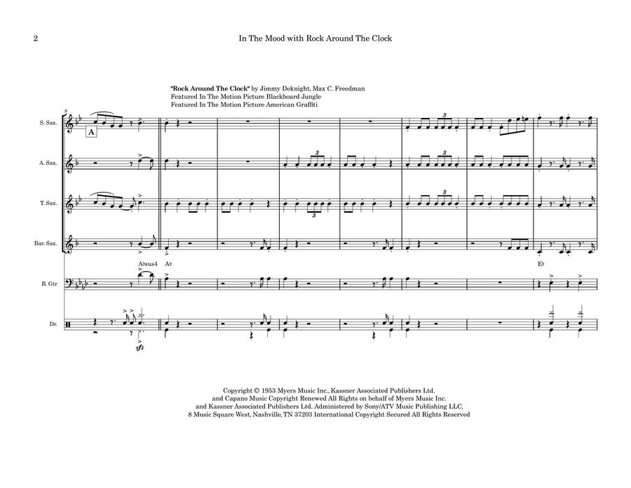 Medley: In The Mood with Rock Around The Clock Saxophone Quartet scores gallery preview page 2