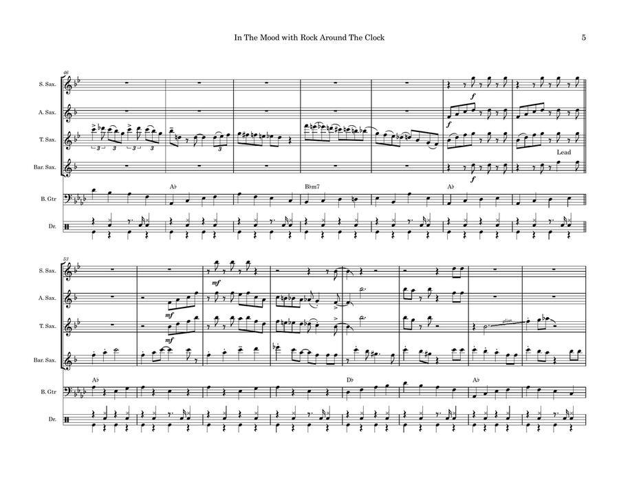 Medley: In The Mood with Rock Around The Clock Saxophone Quartet scores gallery preview page 5