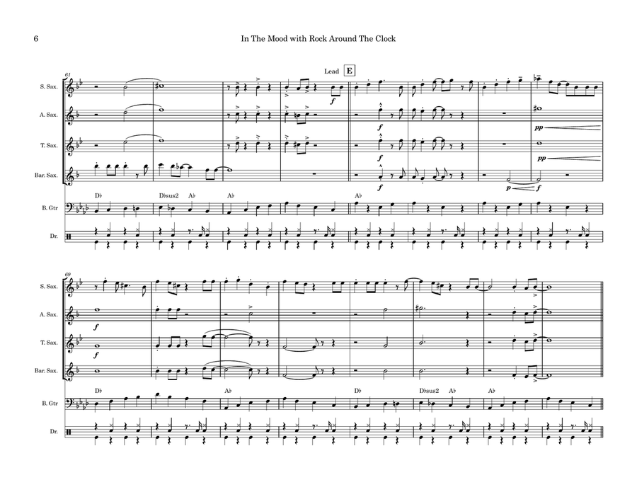 Medley: In The Mood with Rock Around The Clock Saxophone Quartet scores gallery preview page 6