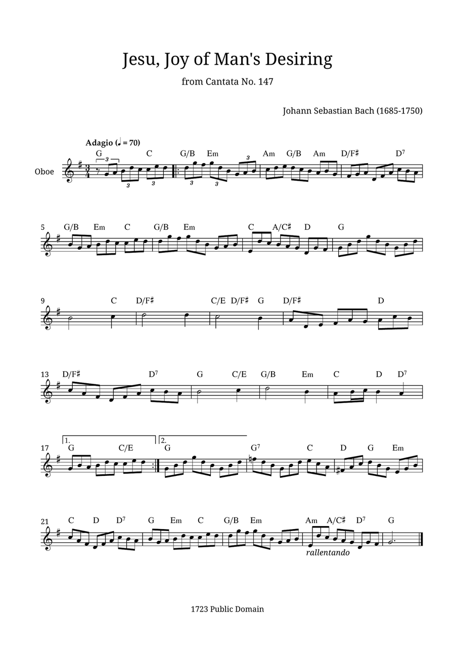 Jesu, Joy of Man's Desiring Oboe Solo scores gallery preview page 1