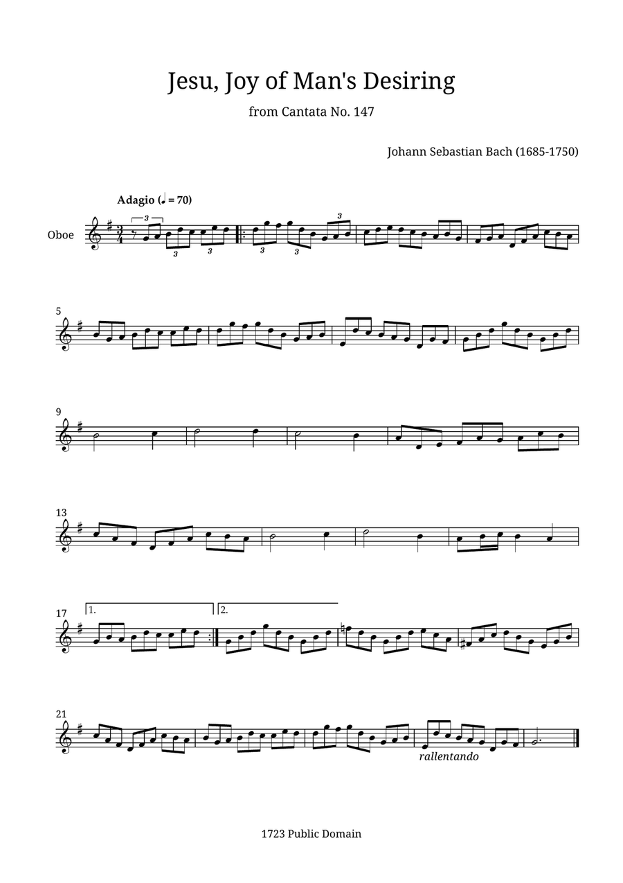 Jesu, Joy of Man's Desiring Oboe Solo scores gallery preview page 1