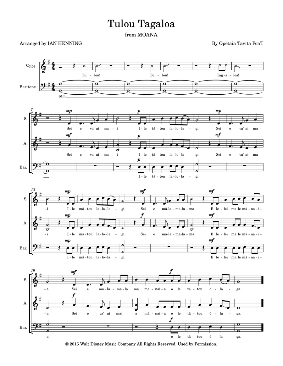 Tulou Tagaloa Tulou Tagaloa 3-Part scores gallery preview page 1
