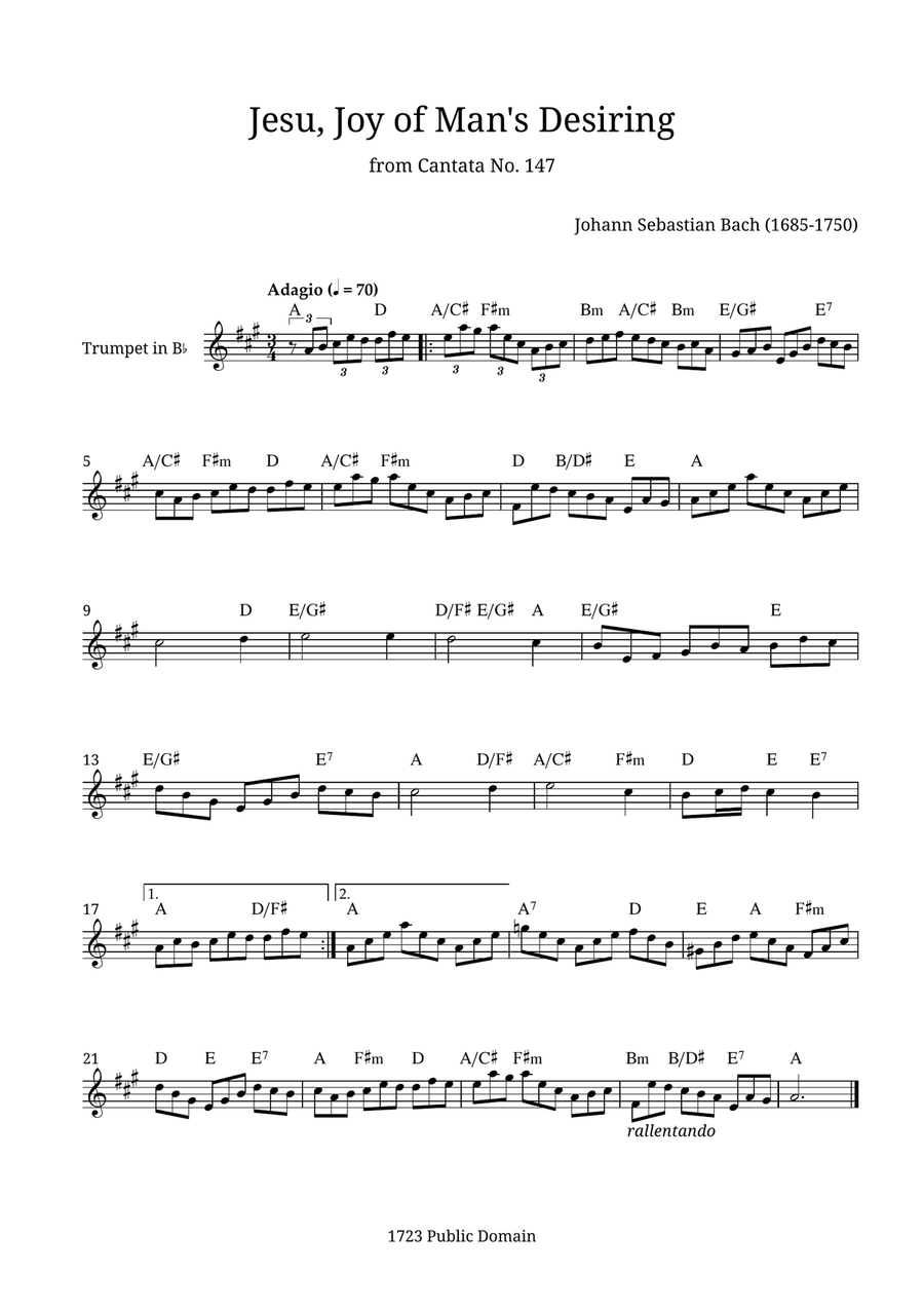 Jesu, Joy of Man's Desiring B-Flat Trumpet scores gallery preview page 1