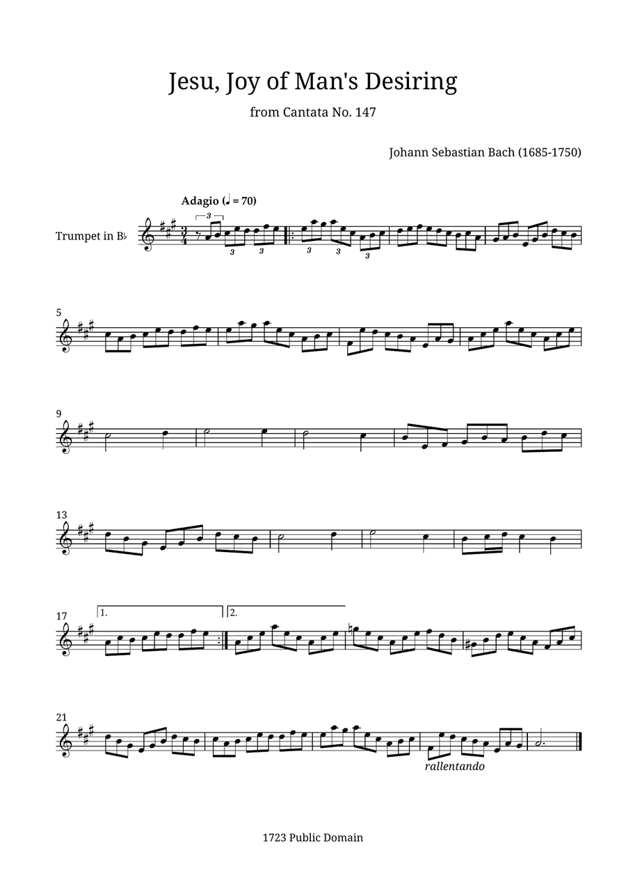 Jesu, Joy of Man's Desiring B-Flat Trumpet scores gallery preview page 1