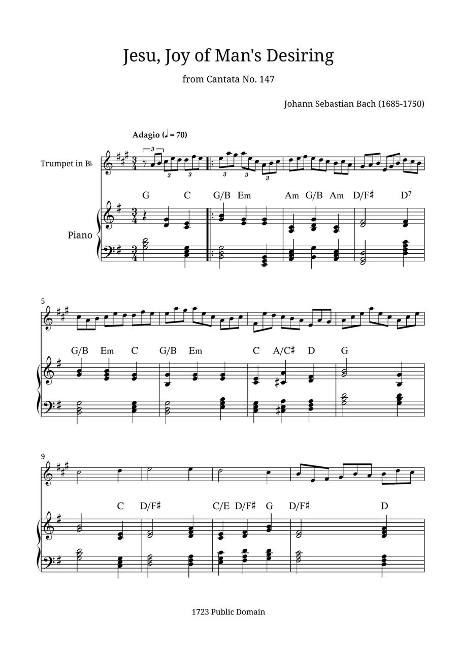 Jesu, Joy of Man's Desiring B-Flat Trumpet scores gallery preview page 1