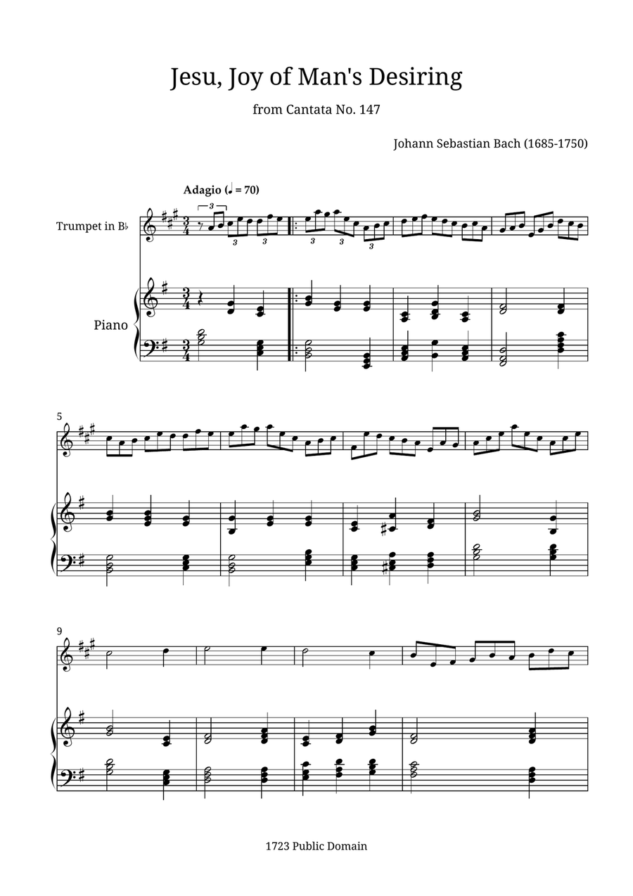 Jesu, Joy of Man's Desiring B-Flat Trumpet scores gallery preview page 1