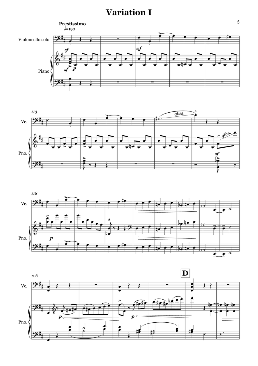 Variations for Cello & Piano Chamber Music scores gallery preview page 5