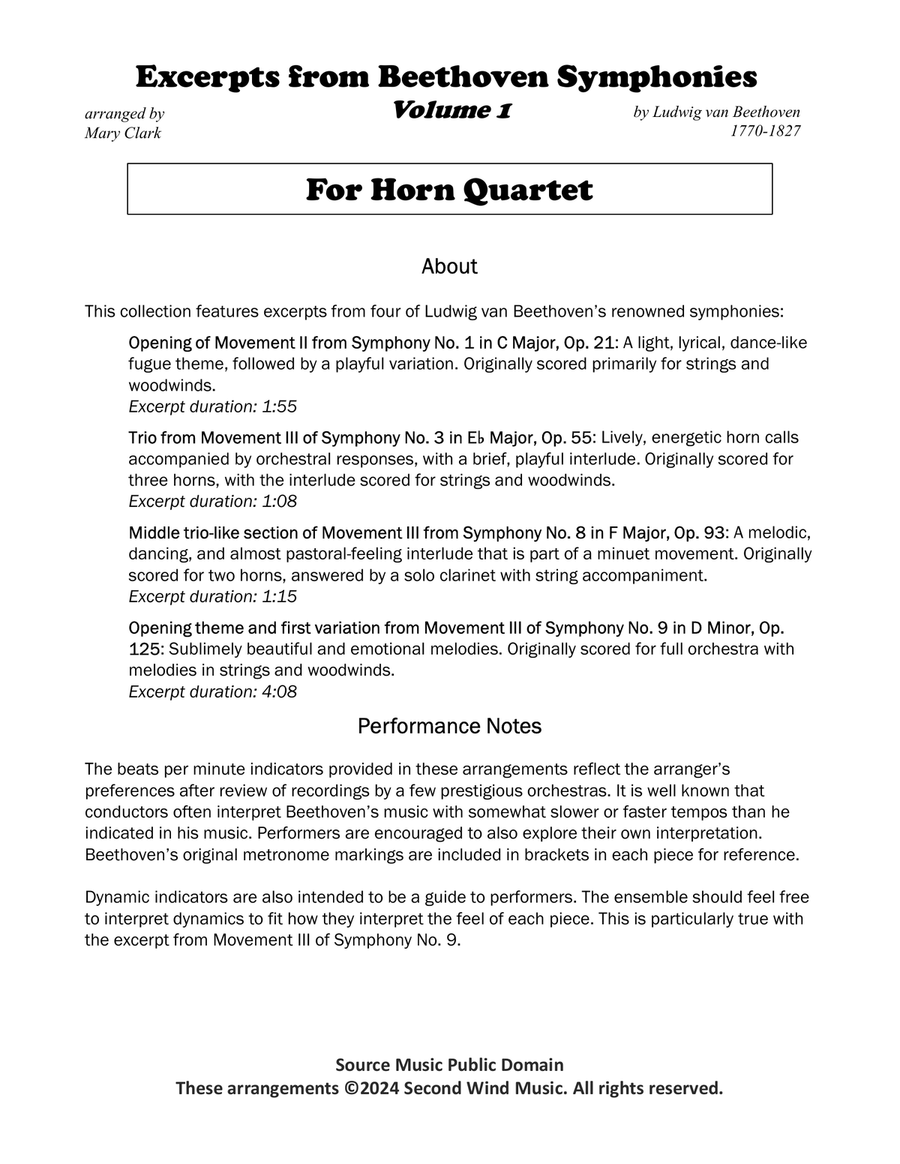 Beethoven Symphonies: Excerpts Volume 1 Brass Quartet scores gallery preview page 2