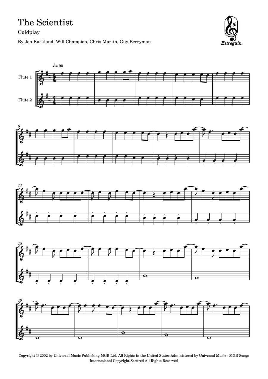 The Scientist Flute Duet scores gallery preview page 1