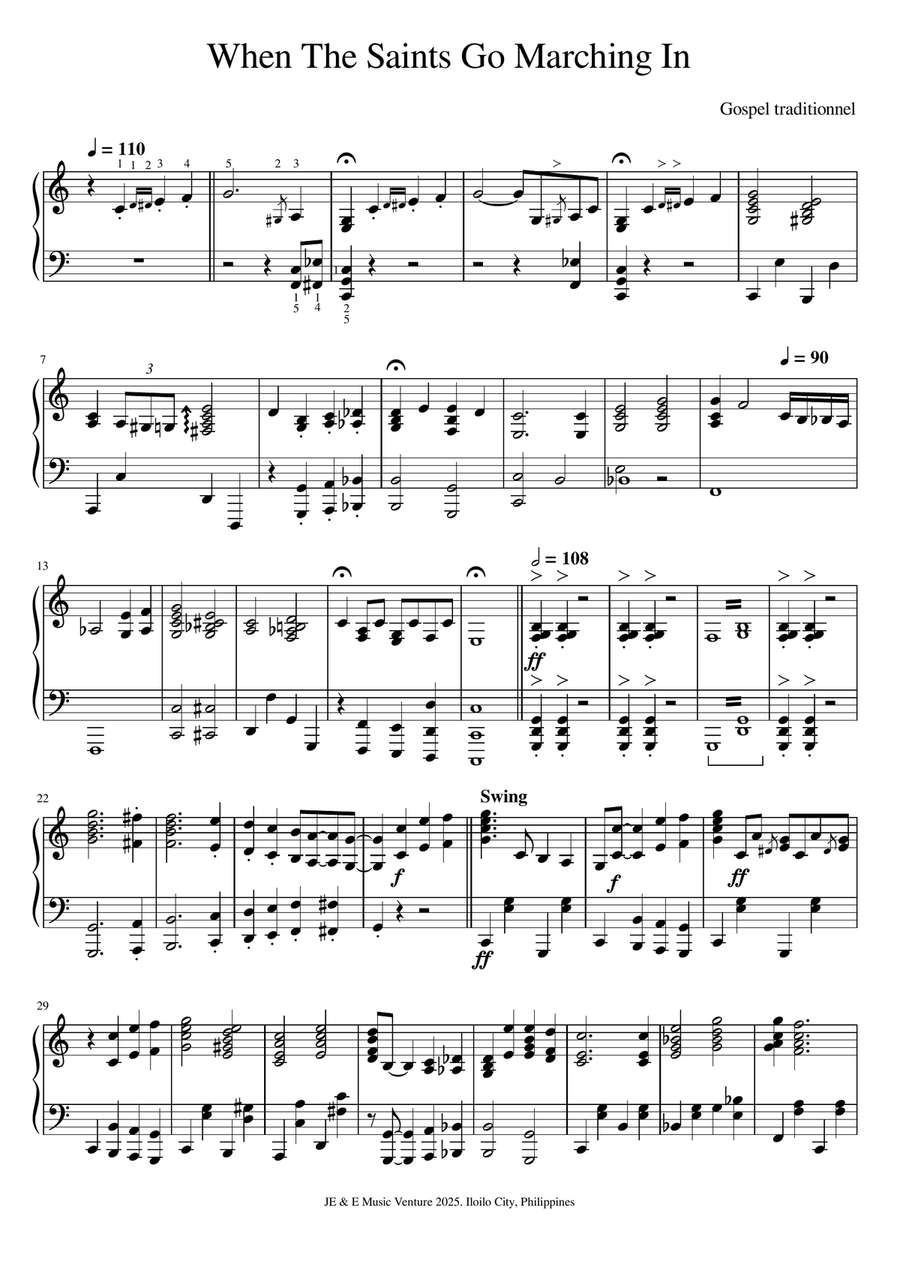 When the Saints Go Marching In (Jazz) A Cappella scores gallery preview page 1