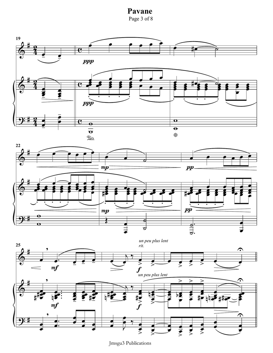 Ravel: Pavane pour une infante défunte for Violin & Piano Chamber Music scores gallery preview page 3