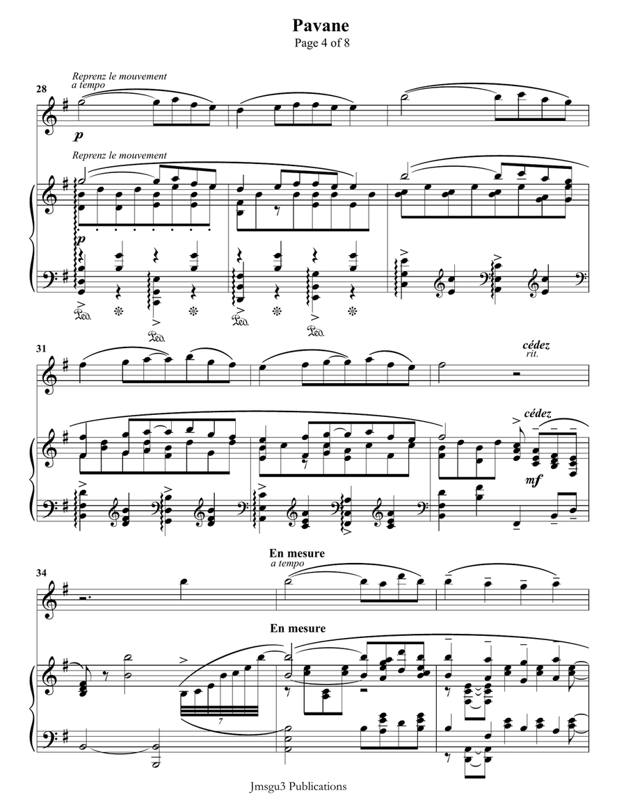 Ravel: Pavane pour une infante défunte for Violin & Piano Chamber Music scores gallery preview page 4