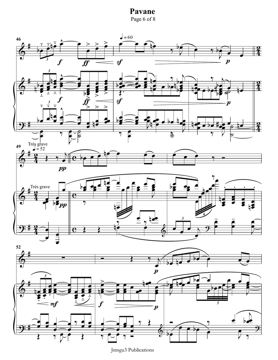 Ravel: Pavane pour une infante défunte for Violin & Piano Chamber Music scores gallery preview page 6