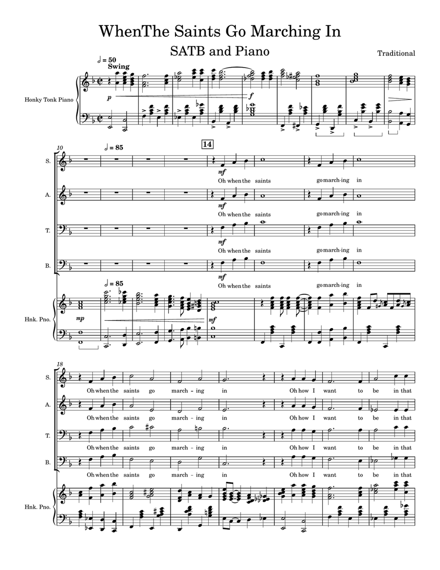 When the Saints Go Marching In (SATB) 4-Part scores gallery preview page 1