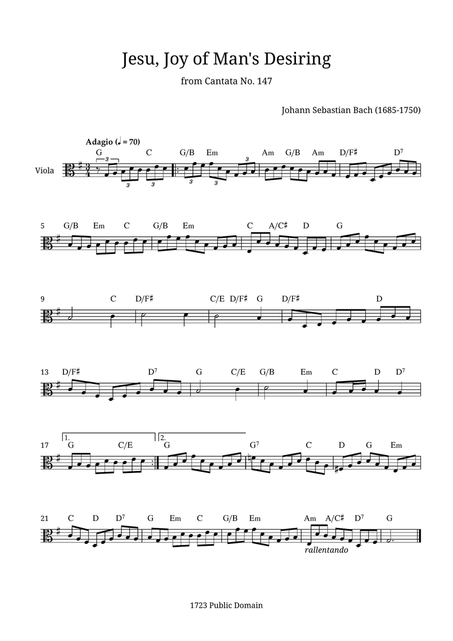 Jesu, Joy of Man's Desiring Viola Solo scores gallery preview page 1