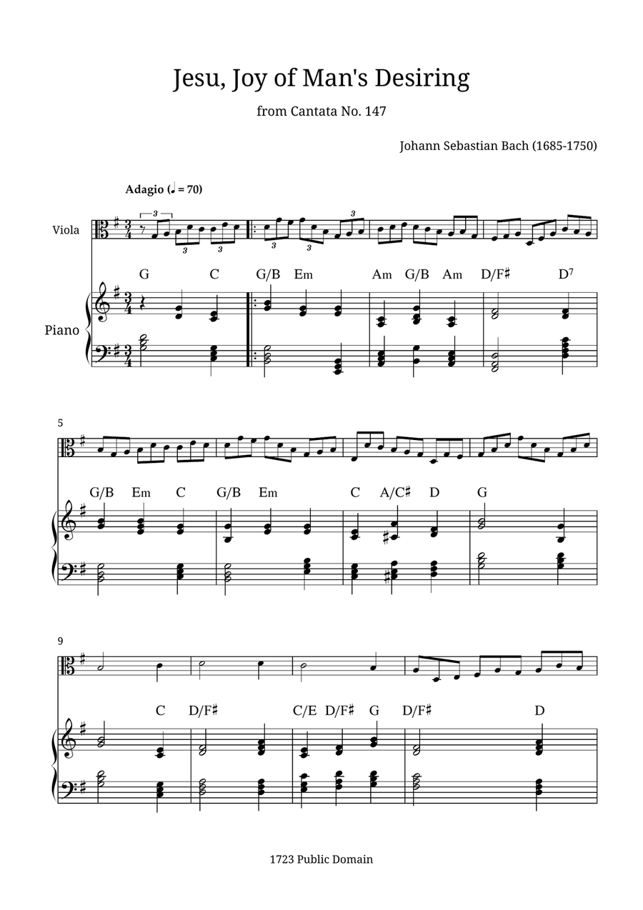 Jesu, Joy of Man's Desiring Viola scores gallery preview page 1