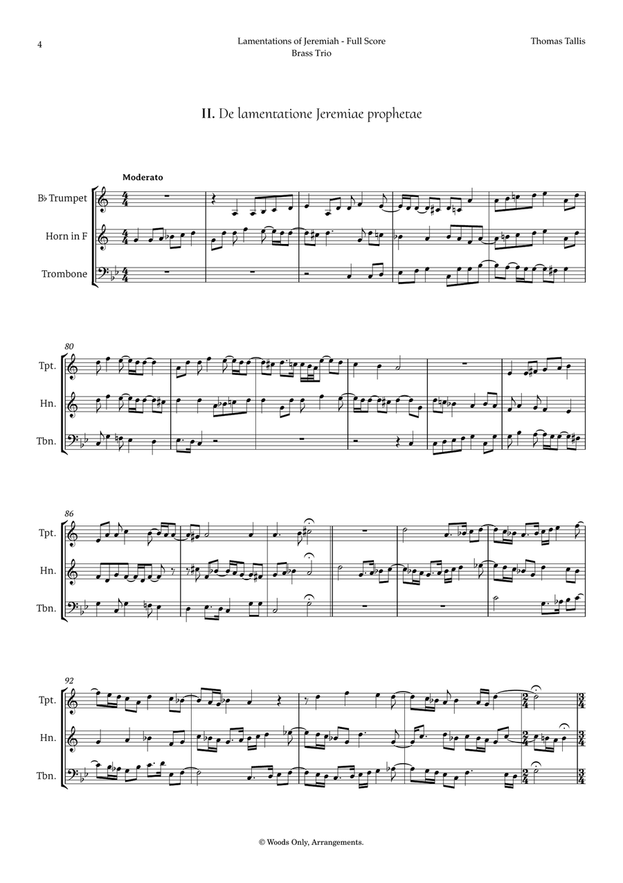 Lamentations of Jeremiah by Thomas Tallis for Brass Trio Brass Trio scores gallery preview page 4