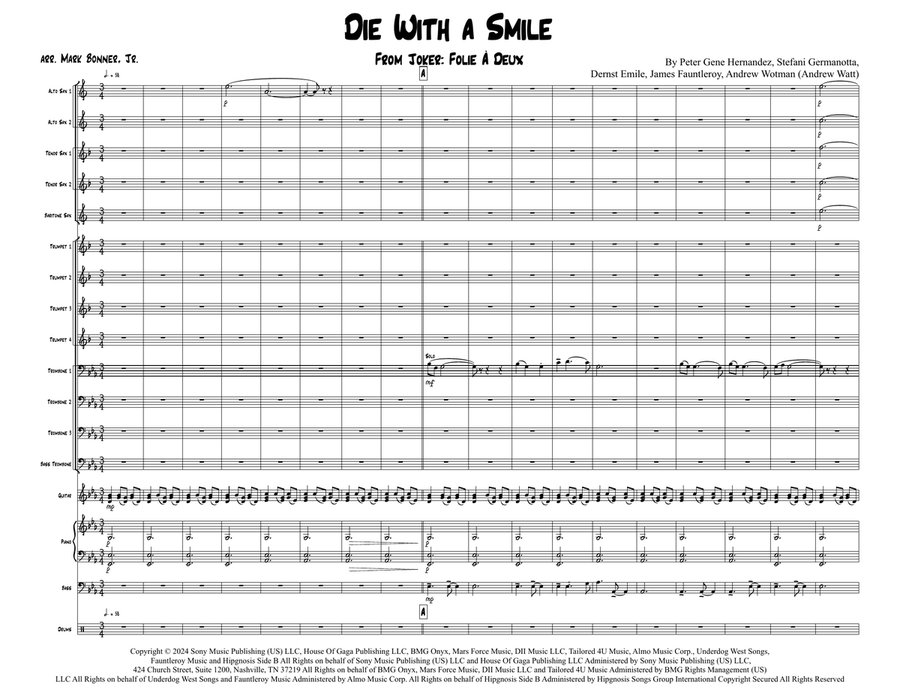 Die With A Smile Jazz Ensemble scores gallery preview page 1