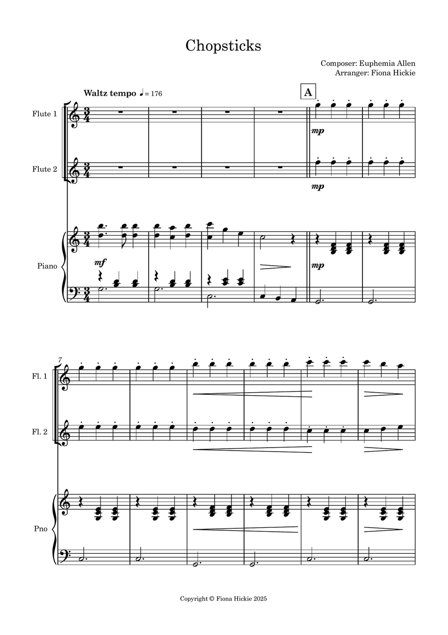 Chopsticks Chopsticks Woodwind Duet scores gallery preview page 3