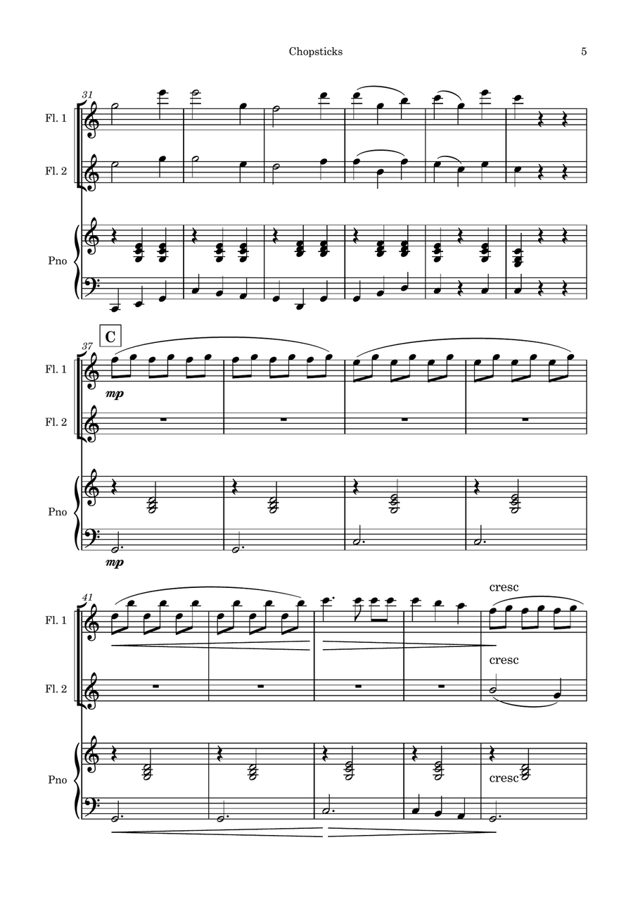 Chopsticks Chopsticks Woodwind Duet scores gallery preview page 5