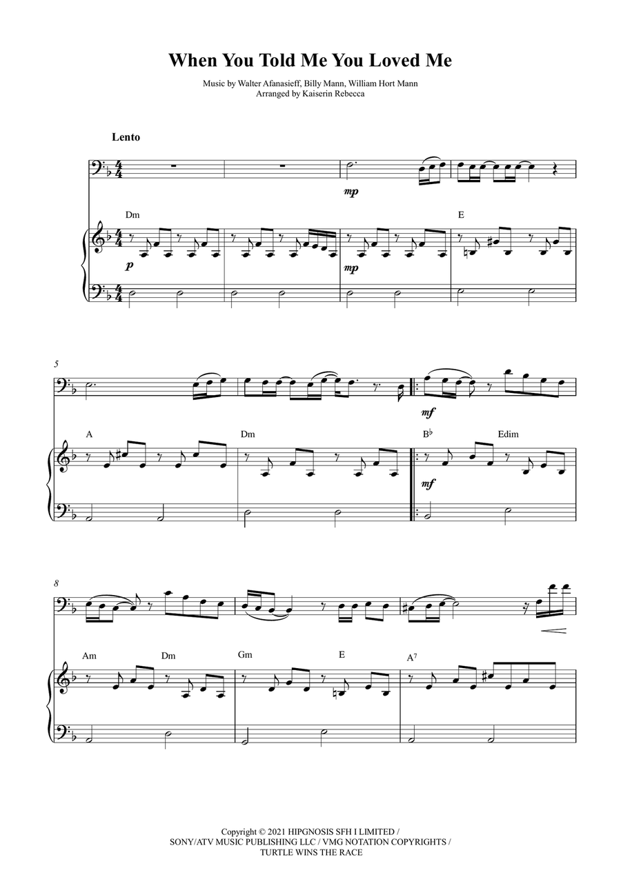 When You Told Me You Loved Me Euphonium scores gallery preview page 1