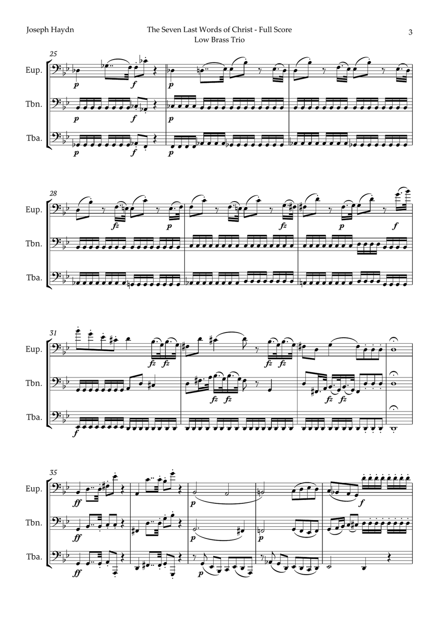 The Seven Last Words of Christ by Haydn for Low Brass Trio Brass Trio scores gallery preview page 3
