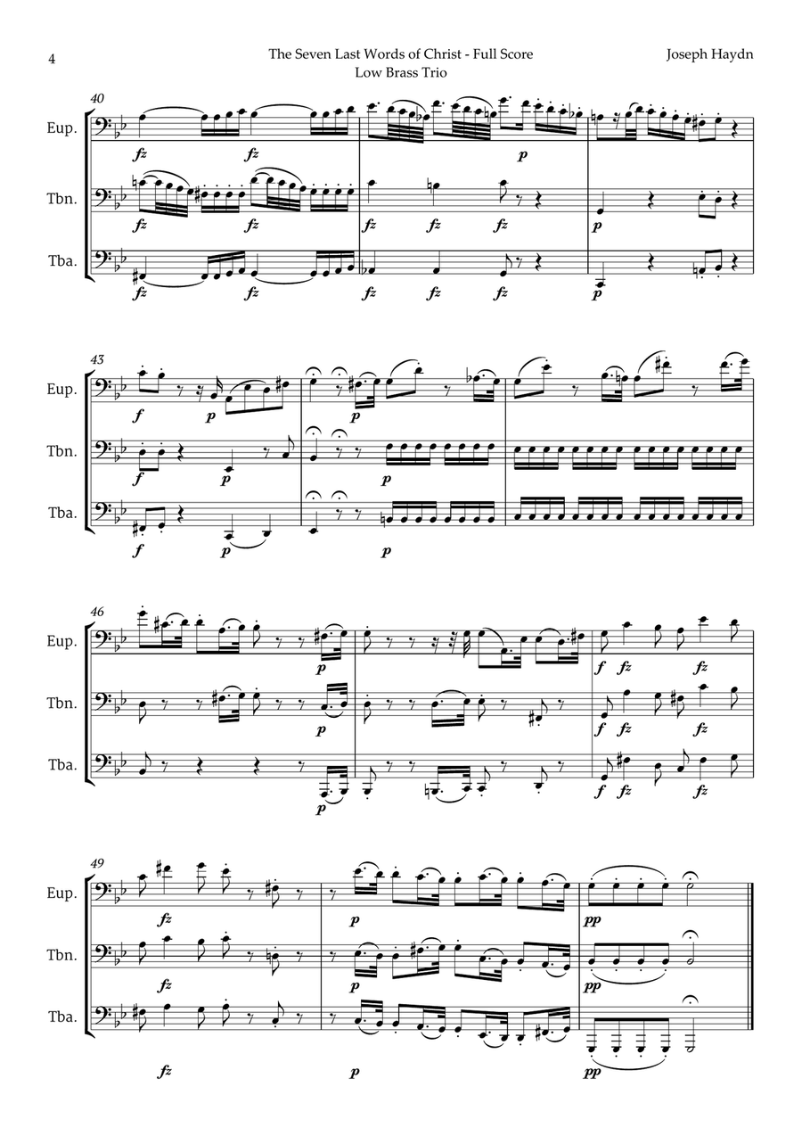 The Seven Last Words of Christ by Haydn for Low Brass Trio Brass Trio scores gallery preview page 4