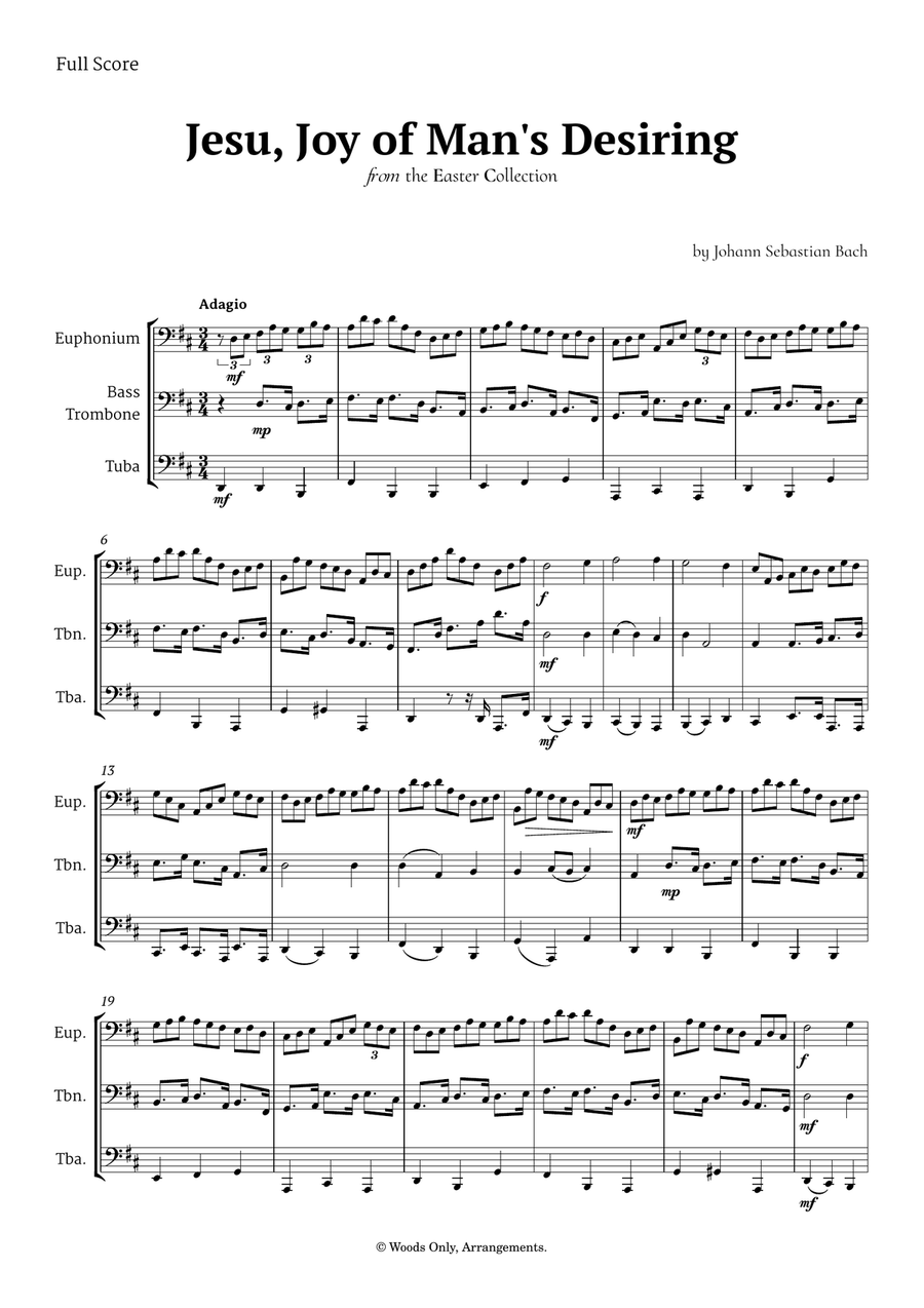 Jesu, Joy of Man's Desiring by Bach for Low Brass Trio Brass Trio scores gallery preview page 1