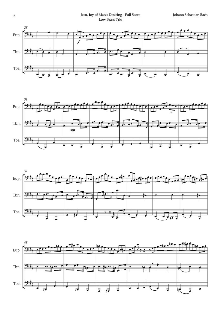 Jesu, Joy of Man's Desiring by Bach for Low Brass Trio Brass Trio scores gallery preview page 2