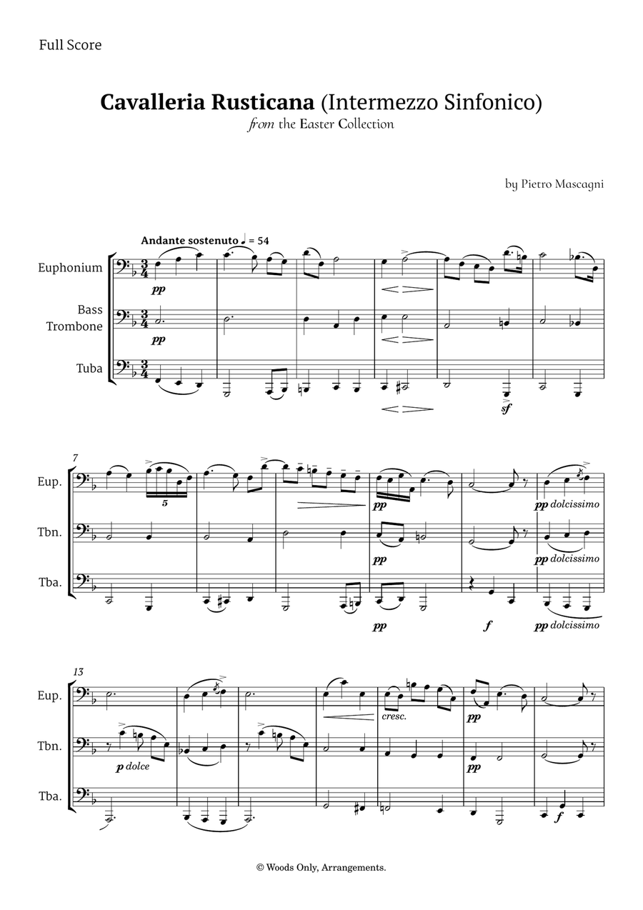 Intermezzo Sinfonico by Pietro Mascagni for Low Brass Trio Brass Trio scores gallery preview page 1