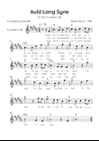 Auld Lang Syne - Solo Trumpet Bb in A Major Easy With Lyrics & Chords