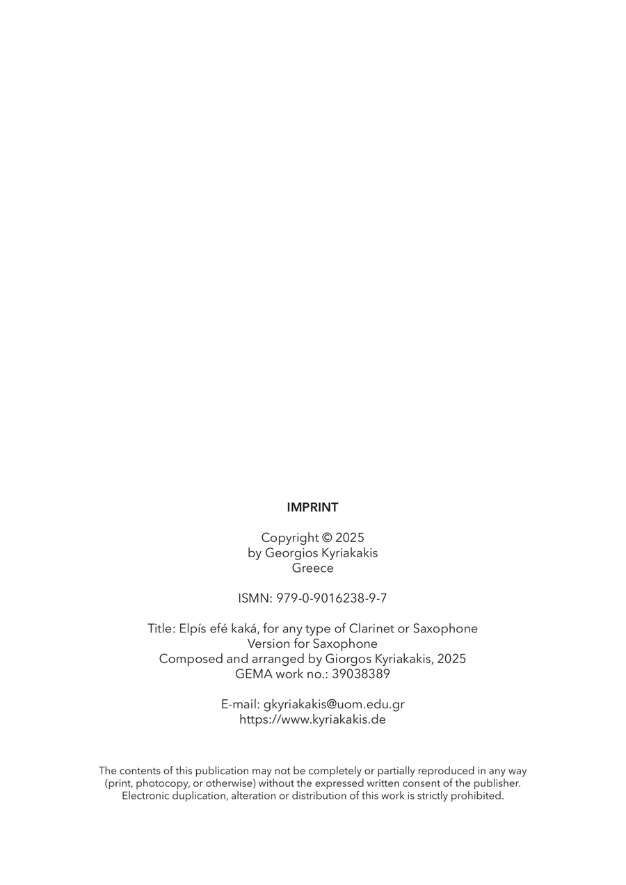 Elpís efé kaká, for Saxophone Soprano Saxophone scores gallery preview page 2