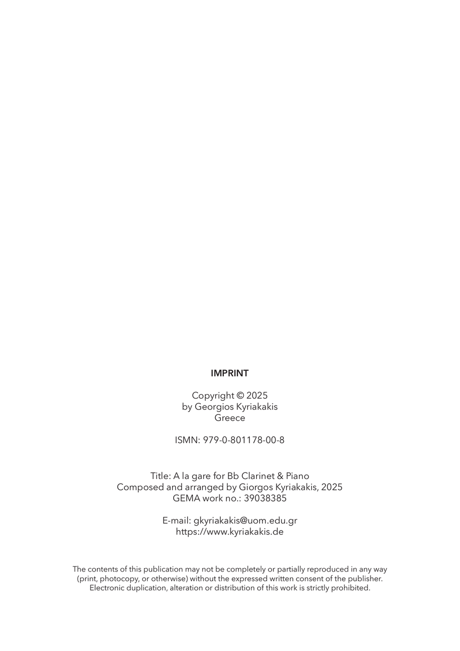 A la gare, for Bb Clarinet & Piano Chamber Music scores gallery preview page 2