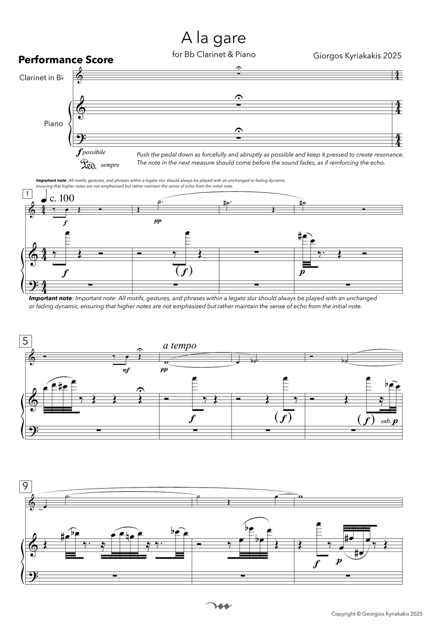 A la gare, for Bb Clarinet & Piano Chamber Music scores gallery preview page 3