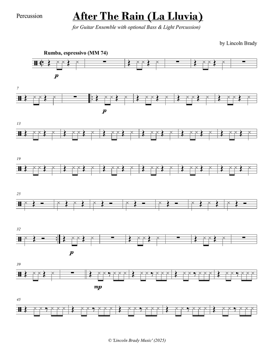 After the Rain (La Lluvia) with TAB Guitar Ensemble scores gallery preview page 3