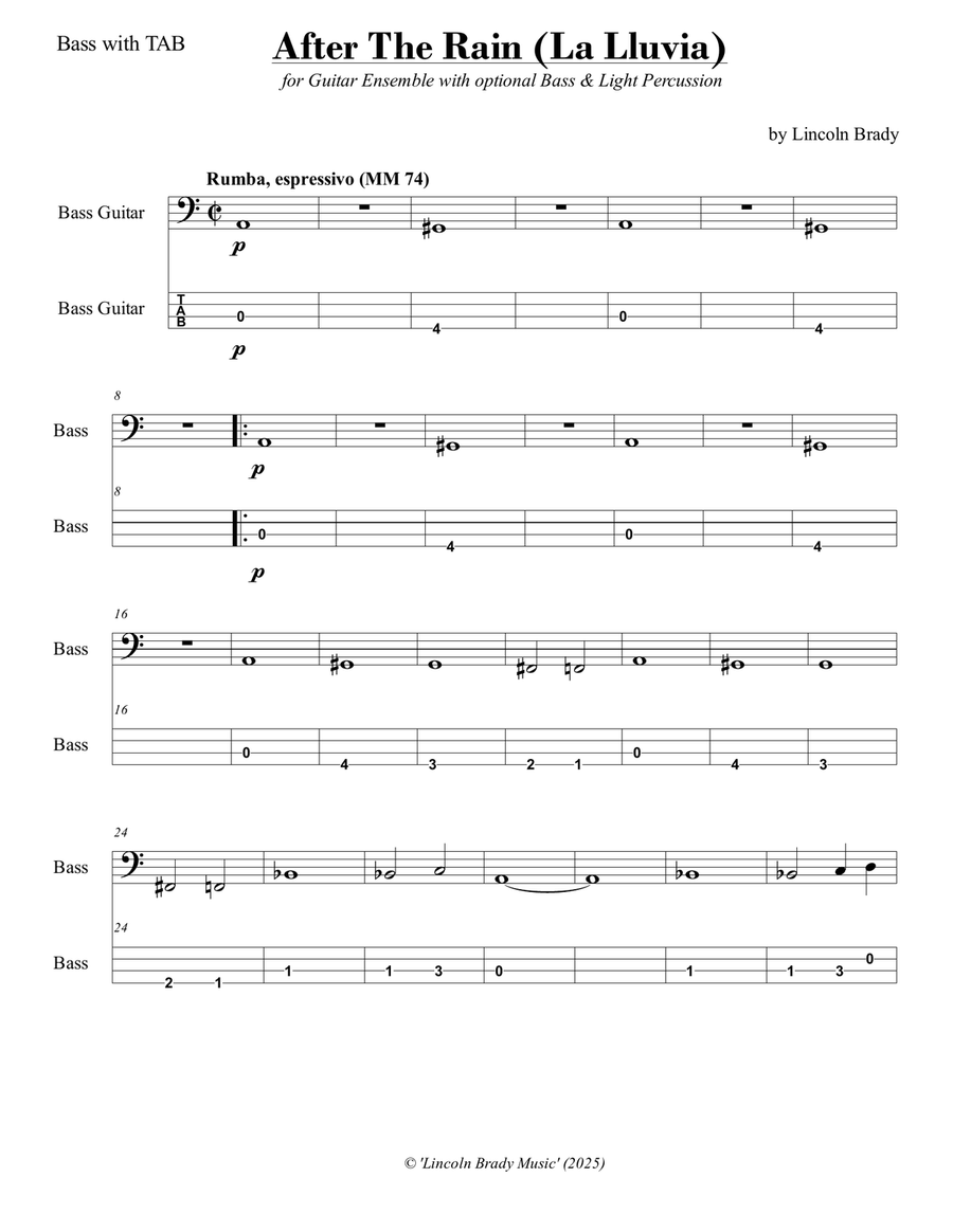 After the Rain (La Lluvia) with TAB Guitar Ensemble scores gallery preview page 5