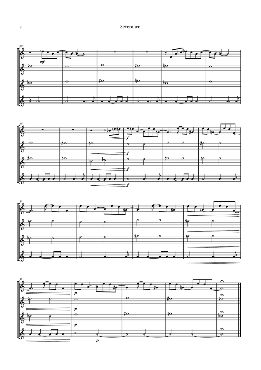 Severance - Main Title Theme Saxophone Quartet scores gallery preview page 2