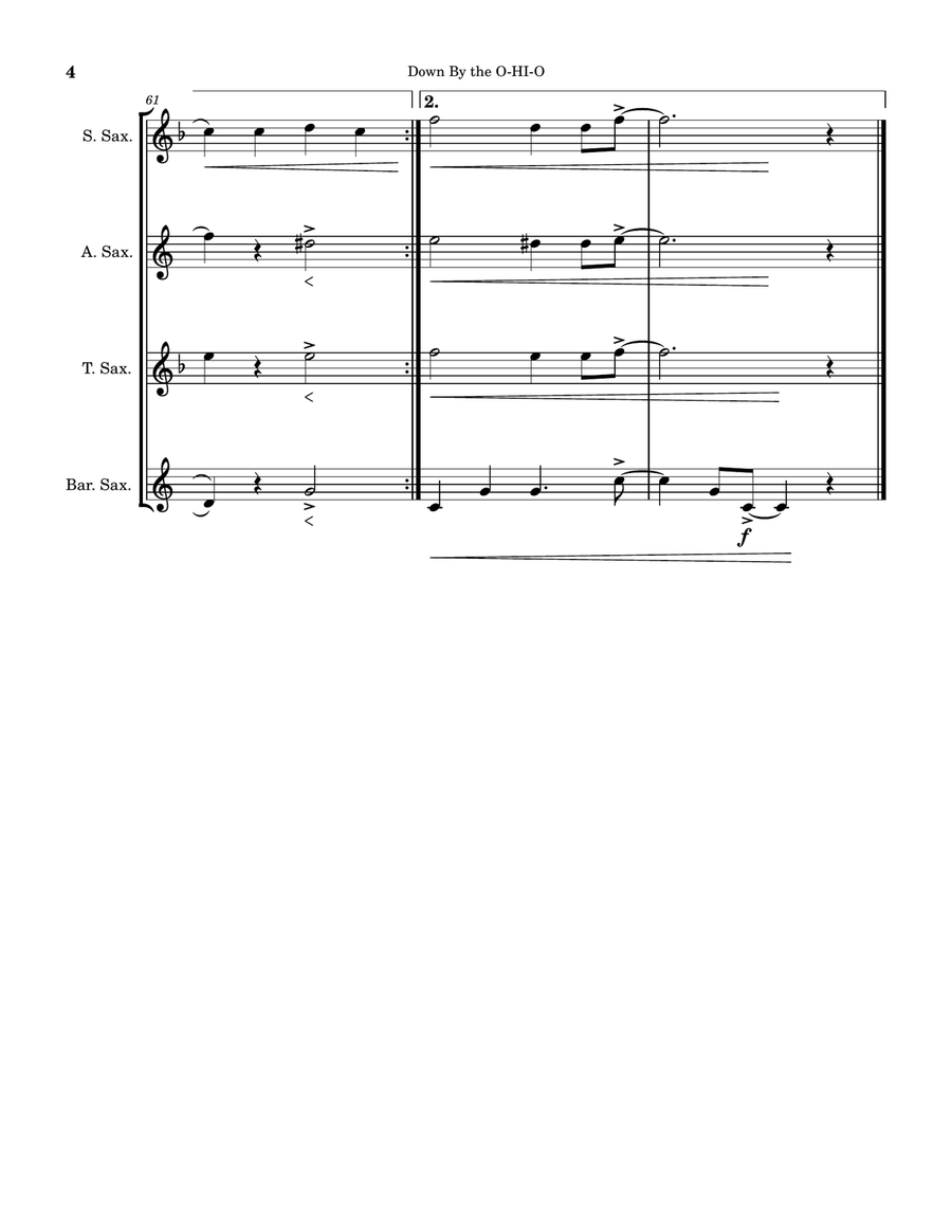 Down By the O-HI-O Down By the O-HI-O Saxophone Quartet scores gallery preview page 4