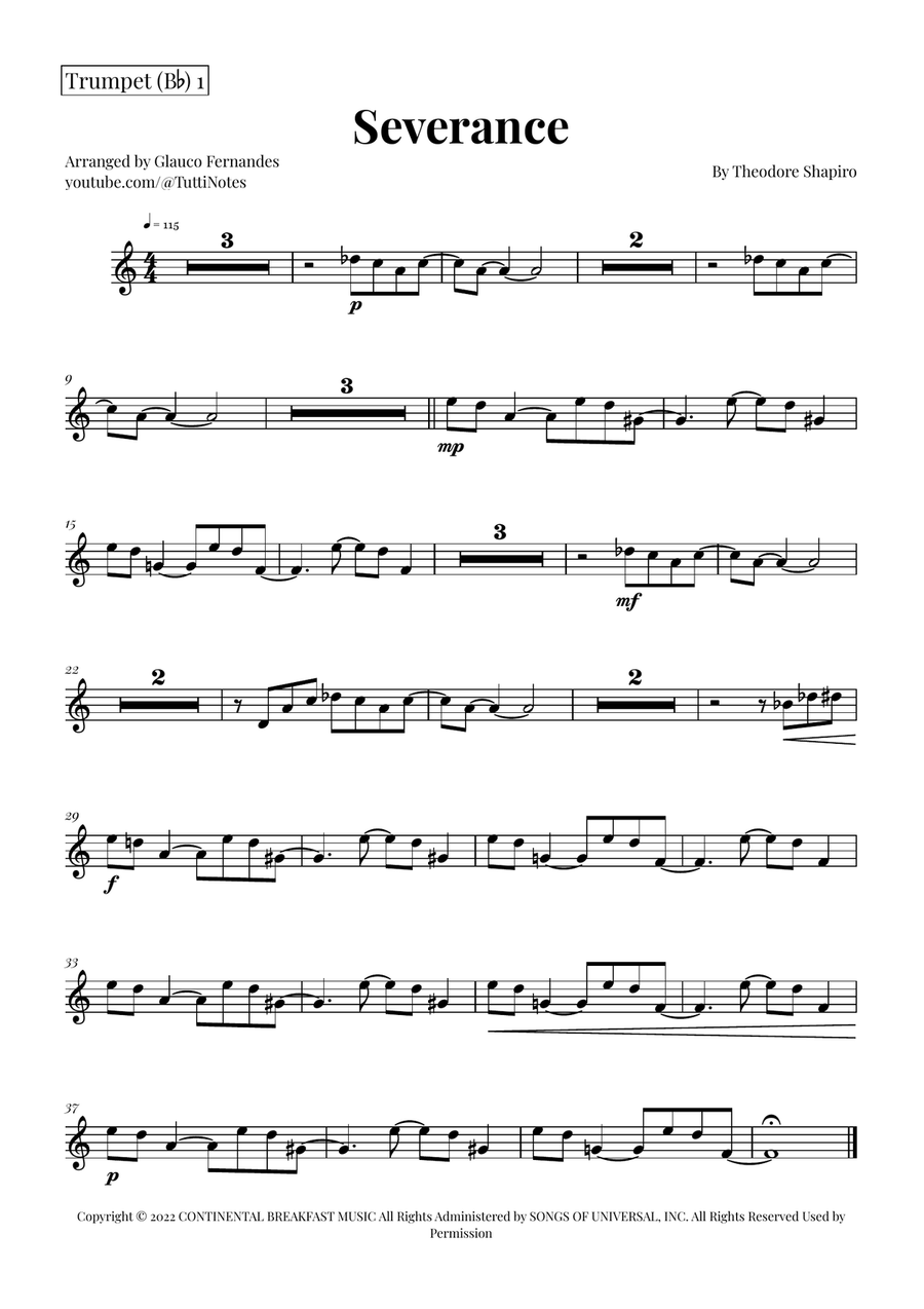 Severance - Main Title Theme Brass Quartet scores gallery preview page 3