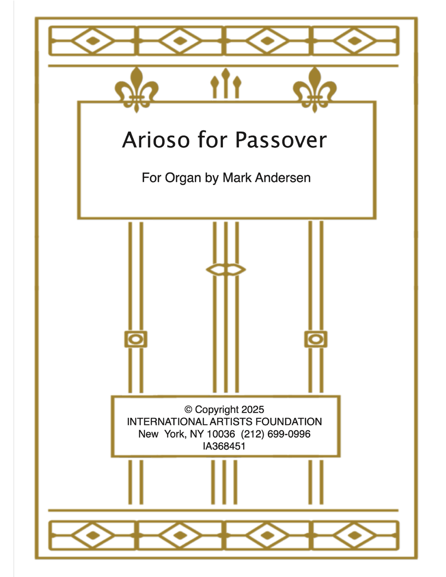 Arioso for Passover for organ by Mark Andersen Organ Solo scores gallery preview page 1
