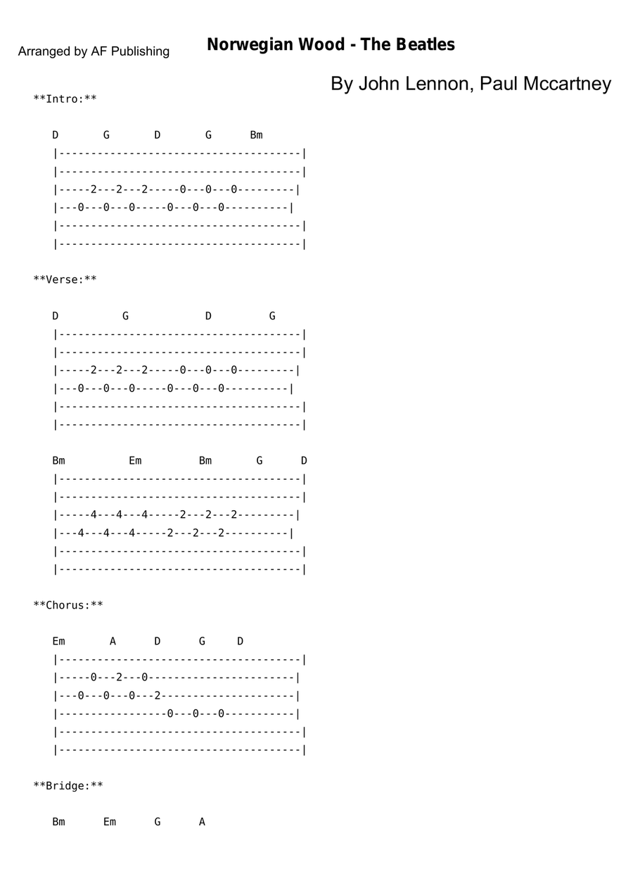Norwegian Wood (This Bird Has Flown) Acoustic Guitar scores gallery preview page 1