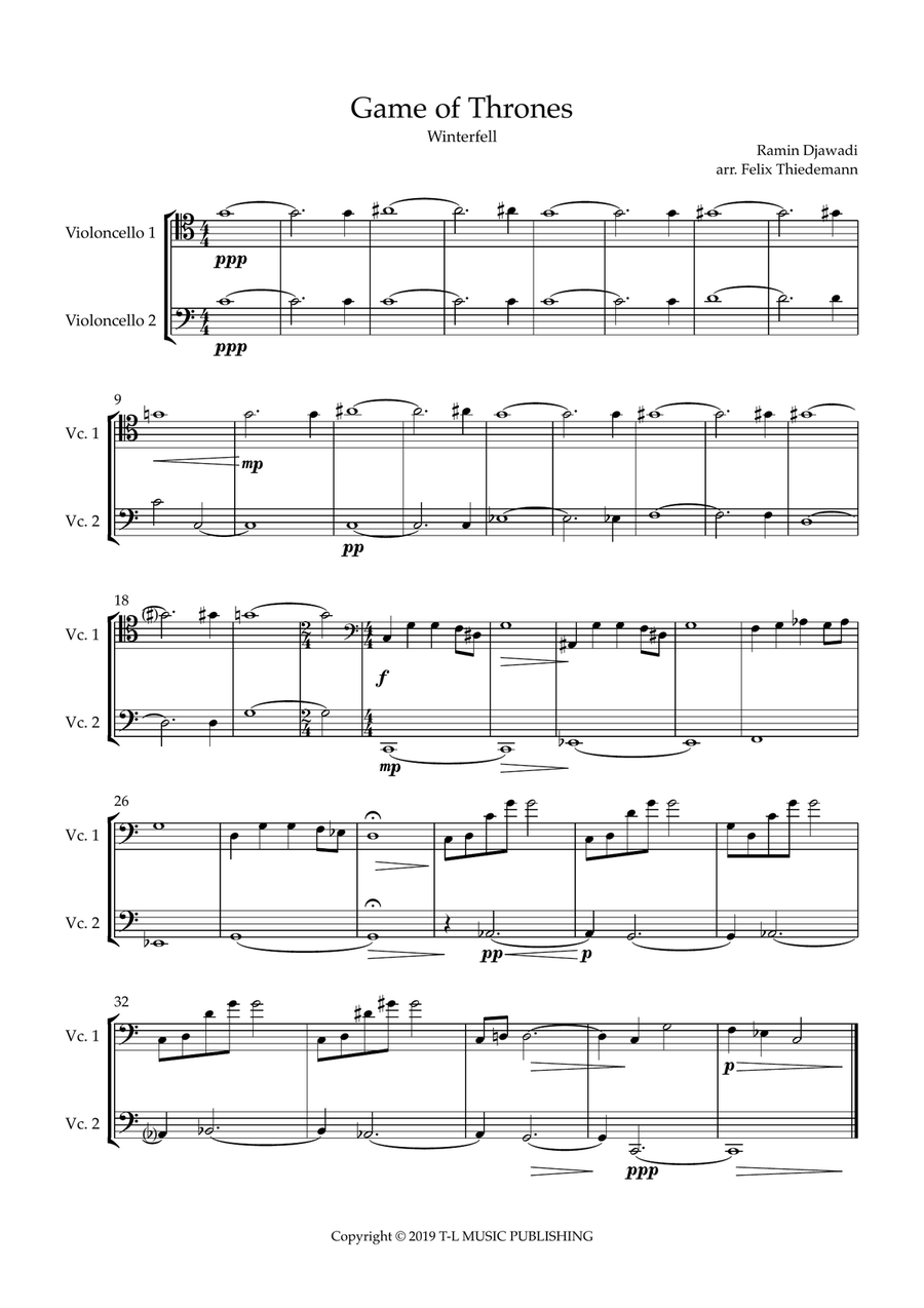 Winterfell String Duet scores gallery preview page 1