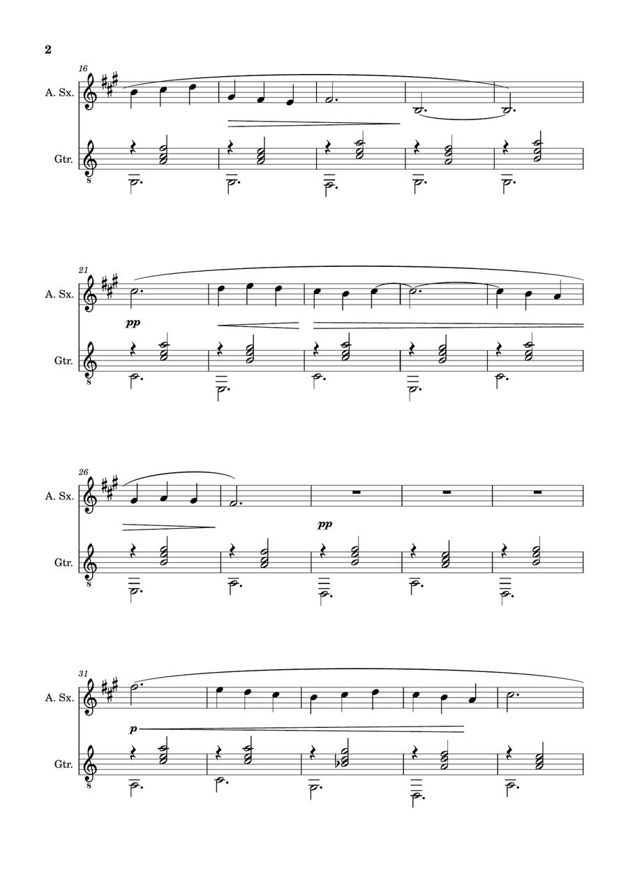 Erik Satie - 3rd Gymnopédie. Arranged for A. Sax. and Guitar. Chamber Music scores gallery preview page 2