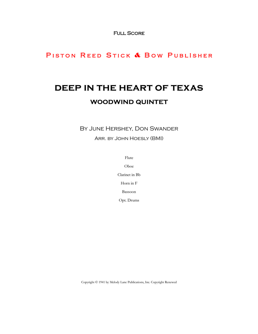 Deep In The Heart Of Texas Woodwind Quintet scores gallery preview page 1