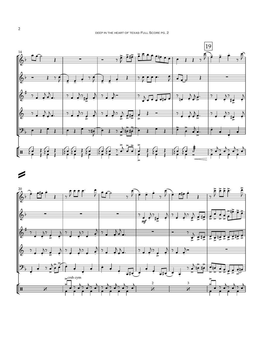 Deep In The Heart Of Texas Woodwind Quintet scores gallery preview page 3
