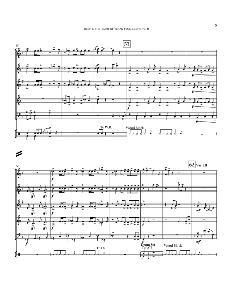 Deep In The Heart Of Texas Woodwind Quintet scores gallery preview page 6