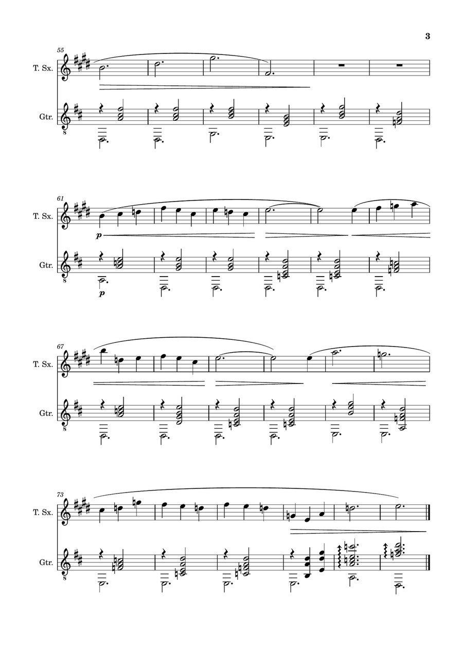 Erik Satie - Three Gymnopédies. T. Sax. and Guitar. Chamber Music scores gallery preview page 3