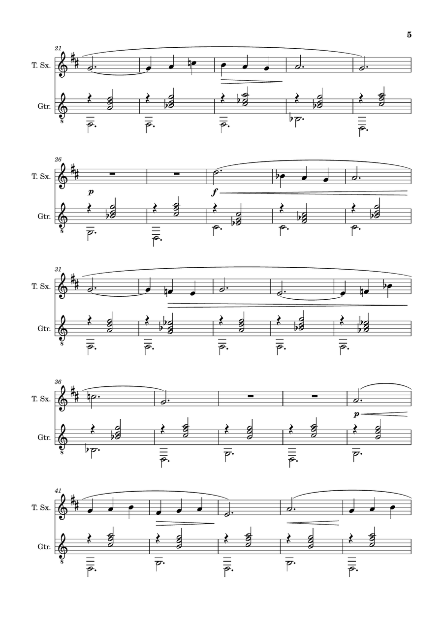 Erik Satie - Three Gymnopédies. T. Sax. and Guitar. Chamber Music scores gallery preview page 5