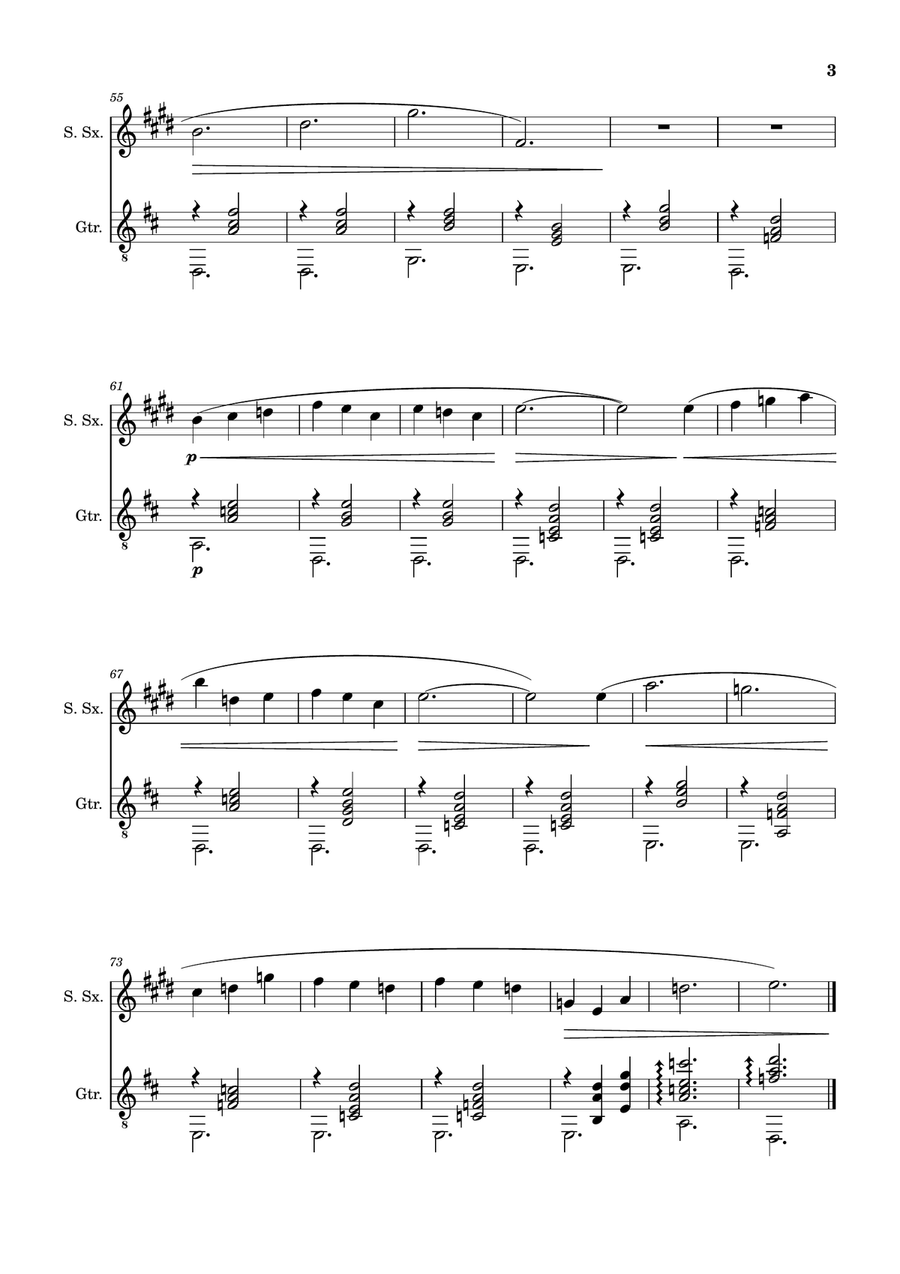 Erik Satie - Three Gymnopédies. S. Sax. and Guitar. Chamber Music scores gallery preview page 3